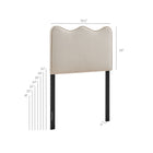 Modway Athena Stain-Resistant Performance Velvet Twin Size Headboard - Almond-Scalloped Wave Design