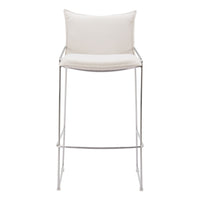 Zuo Pola Barstool - White-Cozy polyester linen fabric