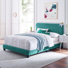 Modway Celine Channel Tufted Performance Velvet Full Bed - Teal-Assembly Required