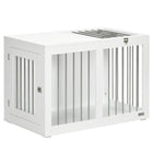 PawHut 31.5" L Dog Crate Furniture with Double Doors - White-Protected and safe place to retreat for your dog 