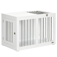 PawHut 31.5" L Dog Crate Furniture with Double Doors - White-Protected and safe place to retreat for your dog 
