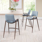 Zuo Desi Counter Stool - Azure Grey/Walnut - Set of 2-Dimensions: 20.7" L x 20.3" W x 35.6" H