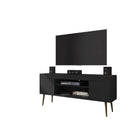 Manhattan Comfort Bradley 62.99" Mid-Century Modern TV Stand - Black-Mid-Century Modern Free Standing TV Stand for Living Room and Bedroom use