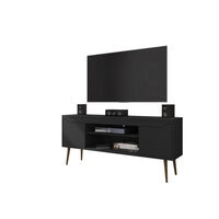 Manhattan Comfort Bradley 62.99" Mid-Century Modern TV Stand - Black-Mid-Century Modern Free Standing TV Stand for Living Room and Bedroom use