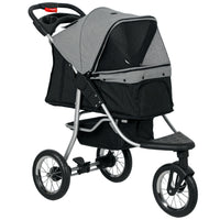 PawHut 3-Wheel Pet Stroller for Small and Medium Dogs - Grey-This stroller is designed with a steel frame and Oxford fabric for long-lasting use. 