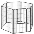 PawHut 6-Panel Foldable Dog Playpen with Door & Strap - 39" H-Six panels are configured into various shapes for versatile setups