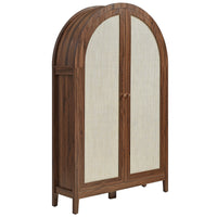 Modway Calista 63" Arched Storage Cabinet With Folding Desk - Walnut-Arched Silhouette