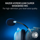 Razer Blackshark V2 Pro (Playstation Licensed) Wireless Esports Headset for Playstation 5 - White-Razer hyperclear super wideband mic: High-definition, Pro-level Voice Quality. By covering a wider frequency range of sound, our next-gen detachable mic captures and transmits a tremendous amount of detail in your voice. With this wireless gaming headset for Xbox or PS5, every shotcall to your team will sound clear, rich, and natural