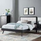 Modway Willow Wood Queen Platform Bed with Splayed Legs - Black/White-Rubberwood Legs
