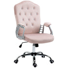 Vinsetto Adjustable Home Office Chair with Tilt Function - Pink-Glitzy design in French style, with crystal button decorated over the tufted back