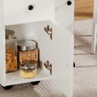 HOMCOM Rolling Drop Leaf Folding Dining Table with Drawers & Storage Cabinet for 4-6 - White-Made of solid particleboard offers a rigid frame