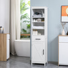 Kleankin Freestanding Bathroom Cabinet with 3-Tier Shelf, Cupboard & Drawer - White-Features 3 open shelves, an enclosed cabinet, and a drawer for lots of storage and organization  