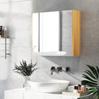 Kleankin Wall Mount Bathroom Mirror Cabinet with Three Doors - White-Mirrored doors to see easily when getting ready