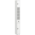 Kleankin Bathroom Storage Cabinet with Shelves and Toilet Paper Holder - High Gloss White-Four open shelves and two 2-tier cabinet neatly arrange your towels, linen and other bathroom essentials