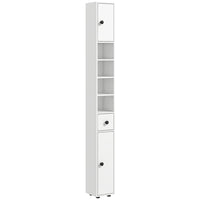 Kleankin Bathroom Storage Cabinet with Shelves and Toilet Paper Holder - High Gloss White-Four open shelves and two 2-tier cabinet neatly arrange your towels, linen and other bathroom essentials