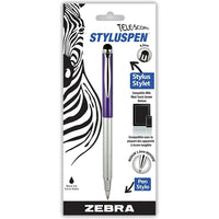 Zebra Telescopic Ball Point Stylus Pen - Purple-Metal barrel is weighted and provides good balance