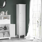 Kleankin Tall Bathroom Storage Cabinet with Adjustable Shelves - White-Three shelves in the two cabinets are adjustable, giving you more storage flexibility