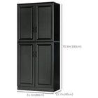 HOMCOM 71" H Kitchen Pantry Cabinet with 4 Hinged Doors and Adjustable Shelves - Black-Equipped with soft-close hinges, making doors to close smoothly and quietly 