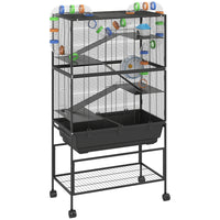 PawHut Large 5 Tier Rolling Hamster Cage with Storage Shelf-Five-tier space enhances exploration and exercise opportunities
