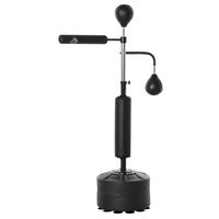 Soozier Standing Punching Bag with 2 Speed Balls - 360° Reflex Bar - Black-4 in 1 function, a combination of two speedballs, a 360° reflex bar, and PU wrapped boxing bag 