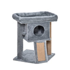 PawHut Small Cat Tree Tower with Perch and Scratching Post - Grey-Wide perch provides a comfortable space for cats to relax 