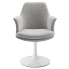 Modway Lippa Swivel Dining Upholstered Armchair - White Light Grey-8