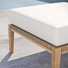 Modway Clearwater Outdoor Patio Teak Wood Ottoman - Grey/White-Woven Rope Webbing