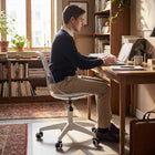 Homy Casa Modern Transparent Backrest Swivel Task Chair with White PU Leather Seat-9