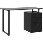 HOMCOM 47.2" Computer Desk with Multi-Use Reversible File Drawers - Black-The file cabinet can be assembled on the left or right side, or even outside the desk. 4 ways to install this office desk to meet your different needs