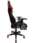 Nicer Furniture Racing Style Game Chair with Footrest - Red-Hard plastic base ensures long-lasting durability and support.  