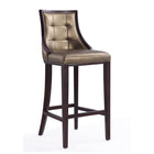 Manhattan Comfort Fifth Avenue 19" Traditional Faux Leather Upholstered Bar Stool - Bronze and Walnut - 3 Pack-Refined Rectangular Design Stitching