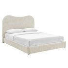Modway Seluna Boucle Queen Platform Bed - Pearl-Durable Low Profile Plastic Legs