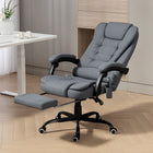 Vinsetto 7-Point Vibrating Reclining Massage Office Chair with Footrest and Swivel Wheels - Grey-Adjustable seat height from 18.1" to 22" (46cm to 56cm) to fit your sitting style