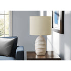 Monarch Specialties 17" H Contemporary Table Lamp - Ivory Ceramic / Beige Shade-Complemented by a linen-blend, drum fabric shade, this lamp is designed to illuminate your space beautifully, offering warm ambiance when placed on an end or side table, nightstand, or console table