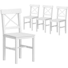 HOMCOM Farmhouse Wood Dining Chairs with Cross Back - White - Set of 4-Packaged in a set of four for dinner, conversation, and more