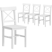 HOMCOM Farmhouse Wood Dining Chairs with Cross Back - White - Set of 4-Packaged in a set of four for dinner, conversation, and more