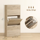 HOMCOM Slim Shoe Storage Cabinet with 3 Flip Drawers for 12 Pairs - Oak-Anti-tipping design ensures extra safety