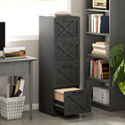 HOMCOM 4-Drawer Letter/A4 Filing Cabinet - Black-Four deep drawers organise Letter/A4 files, top surface holds your printer
