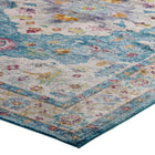 Modway Success Anisah Distressed Floral Vintage Medallion Area Rug - 4 ft W x 6 ft L - Light Blue Ivory Yellow Orange-High-Density / Machine-Woven