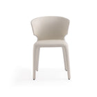 Manhattan Comfort Conrad 20.47" Mid-Century Modern Faux Leather Upholstered Dining Chairs - Cream - Set of 2-Standard 4-Leg Base