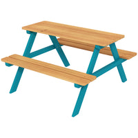 Outsunny Kids Picnic Table, Wooden Kids Table & Chair Set Outdoor Activity for 3-8 Years Old - Natural Wood-Features two built-in benches and a table for easy seating and dining
