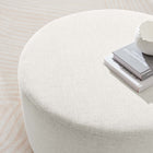 Modway Callum Large 29" Round Woven Heathered Fabric Upholstered Ottoman - Heathered Weave/Ivory-Non-Marking Foot Glides
