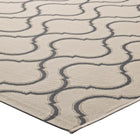 Modway Linza Wave Abstract Trellis Indoor/Outdoor Area Rug - 8 ft W x 10 ft L - Beige/Grey-High Density / Machine-Woven