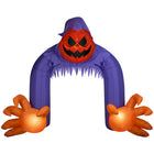 GEMMY Airblown Inflatable Halloween Jack-O-Lantern Reaper Archway with Swirling Lights-Jack-o'-lantern head lights up with turning, swirling lights