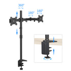 ShoppingAll SA-D290 Adjustable Dual Monitor Standing Mount Extra Tall 31.5" Pole for Two Displays up to 32" - Black-31.9" long pole provides wide range of height adjustment for switching between sitting and standing positions.