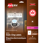 Avery Repositionable Static Cling Labels - 8-1/2" x 11" - White - 8 Labels-Film Cling On Label