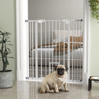 PawHut 41" Pet Gate with Walk Through Door for Stairs & Doorways White-The door can be closed automatically when its opening angle is less than 90°, and stay open when it goes over 90°(can't close when is less than 15°)