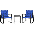 Outsunny 3-Pieces Rocking Bistro Set - Blue-3 pieces set, 2 rocking chairs and 1 side table   
