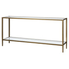 Hudson&Canal Hera 64"W Console Table with Glass Shelf - Brushed Brass-Top has a weight capacity of 45 lbs, the shelf can hold 25 lbs