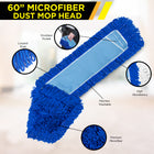 Gritt Commercial Microfiber Looped Dust Mop Pad Head - 60" x 5" - Blue - 6 Pack-Quickly and easily attracts and whisks away dust